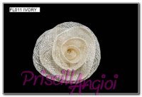 IVORY sinamay small rosette 6 cm