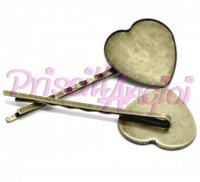 Bronze Hair Clip Bobby Pin 6.6 with 25x23 mm heart cameo