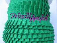 Pleated Grosgrain Ribbon Trim GREEN 080 ( 0.5 cm )