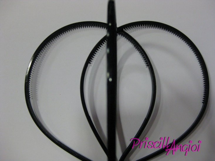 Tiara diadema plastico NEGRO con dientes 4 mm ancho - Haga un click en la imagen para cerrar