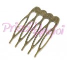 Comb Split tooth bronze metal 39x26mm