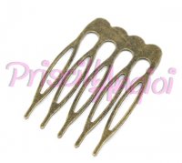 Comb Split tooth bronze metal 39x26mm