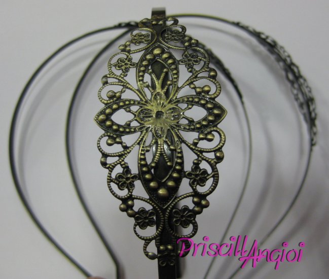 Tiara diadema BRONCE VINTAGE 38 cm ancho 5 mm filigrana 75x35 mm - Haga un click en la imagen para cerrar