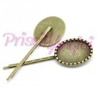 Bronze Hair Clip Bobby with oval cameo 67x21 mm ( ent 24x17mm)