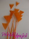 Pluma de gallo en pack 10 uni. PUNTA TRIANGULAR NARANJA 10-15 cm