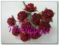 RASPBERRY RED open roses 25 mm ( 5 pces.)