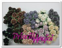 10 rosas abiertas 1.0 cm color Tonos marrones - elegir color