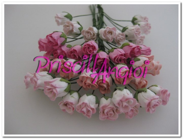 5 capullitos de rosas semi-abiertas tonos rosas 8 mm ( a escoger - Haga un click en la imagen para cerrar
