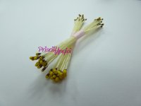 50 BROWN/YELLOW colour long stem stamens ( 25 double pistils )