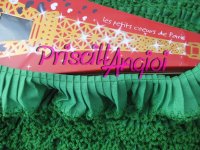 Pleated Grosgrain Ribbon Trim whit crochet GREEN ( 0.5 cm )