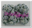 LIGHT BLUE 2 TONE open roses 1.5 cm ( 10 pces.)