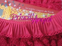 Pleated Grosgrain Ribbon Trim whit crochet FUCHSIA ( 0.5 cm )