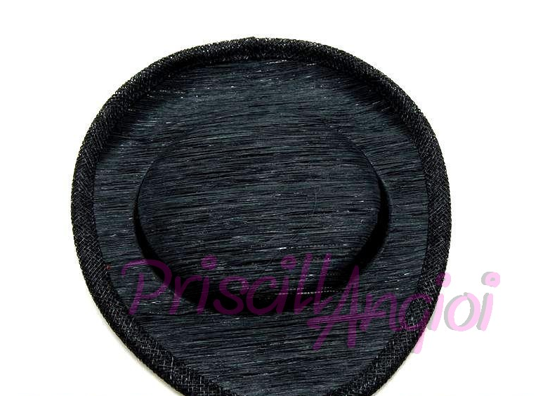 BLACK Oval Sinamay / ABACA Base 19x16 cm ( 3cm high)