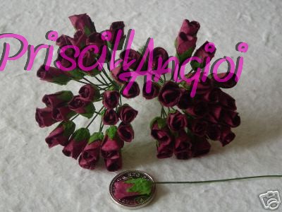 5 capullitos rosas burdeos 6 mm - Haga un click en la imagen para cerrar