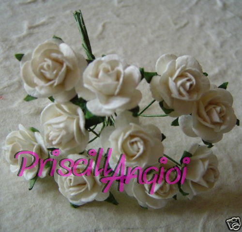 10 rosas abiertas 1.5 cm color blanco - Haga un click en la imagen para cerrar