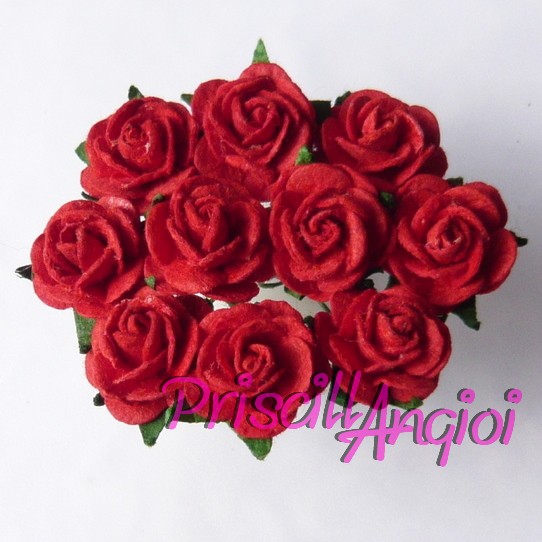 10 rosas abiertas 1.5 cm color rojo - Haga un click en la imagen para cerrar