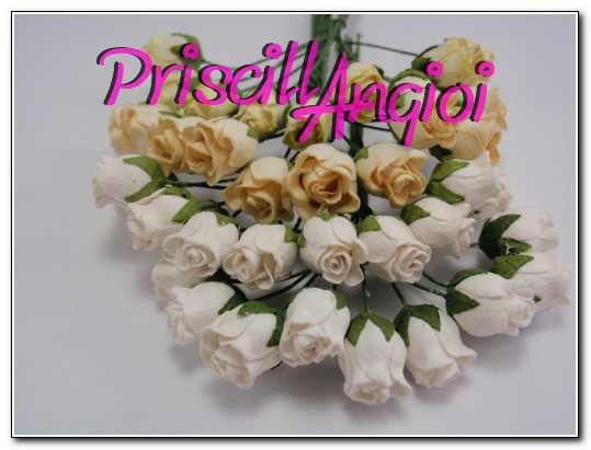 5 capullitos de rosas semi-abiertas tonos blancos 8 mm (escoger - Haga un click en la imagen para cerrar