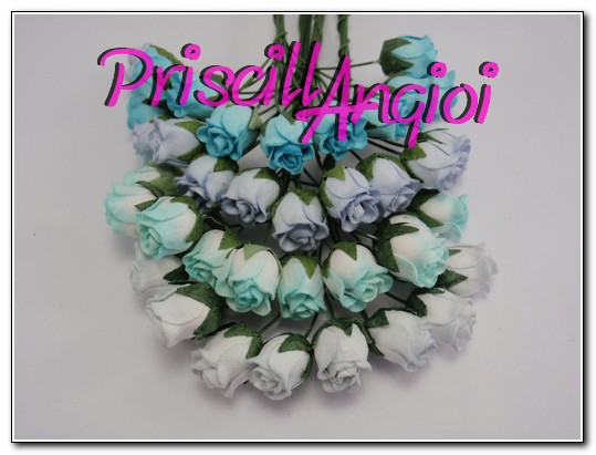 5 capullitos de rosas semi-abiertas tonos azules 8 mm ( escoger - Haga un click en la imagen para cerrar