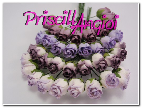 5 capullitos de rosas semi-abiertas tonos violeta 8 mm (escoger - Haga un click en la imagen para cerrar