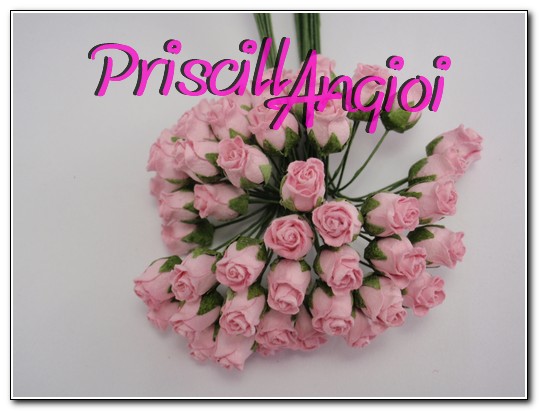 5 capullitos de rosas semi-abiertas tonos rosa bebe 8 mm - Haga un click en la imagen para cerrar
