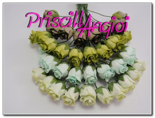 5 capullitos de rosas semi-abiertas tonos verdes 8 mm (escoger - Haga un click en la imagen para cerrar