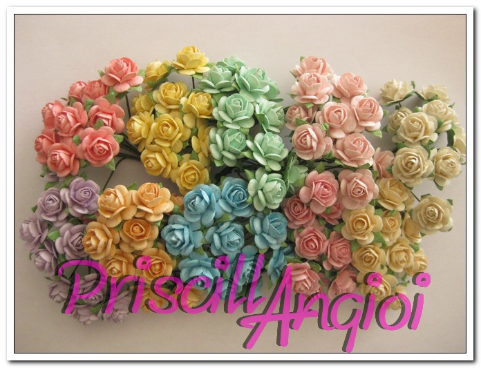 10 rosas abiertas 1.5 cm color Tonos pastel elegir color - Haga un click en la imagen para cerrar