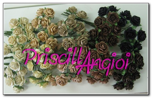 10 rosas abiertas 1.5 cm color Tonos marrones - elegir color - Haga un click en la imagen para cerrar