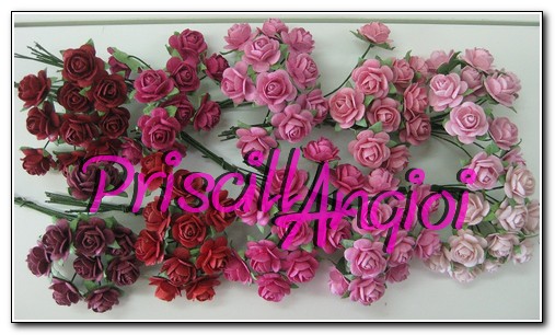 10 rosas abiertas 1.0 cm color Tonos rosas y rojos- elegir color - Haga un click en la imagen para cerrar