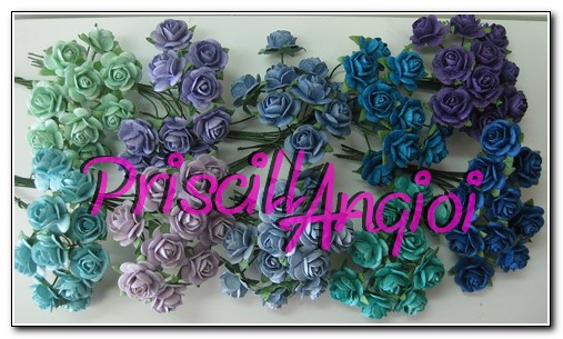 10 rosas abiertas 1.0 cm Verdes Lilas y Azules - elegir color - Haga un click en la imagen para cerrar