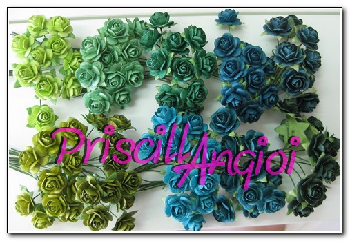 10 rosas abiertas 1.5 cm Verdes - elegir color - Haga un click en la imagen para cerrar