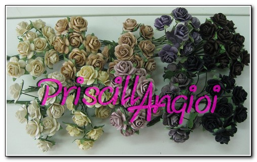 10 rosas abiertas 1.5 cm Tonos Vintage - elegir color - Haga un click en la imagen para cerrar