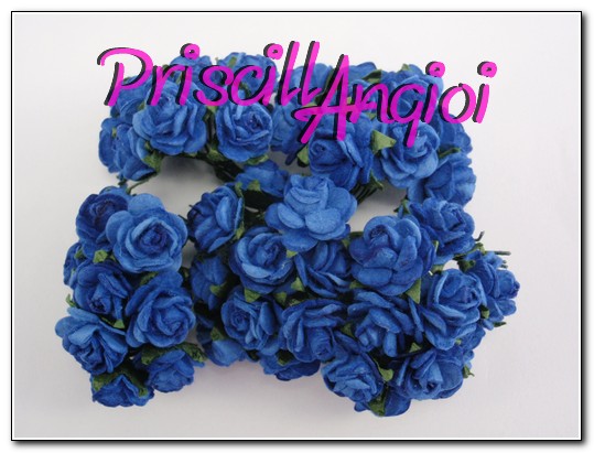 10 rosas abiertas 1.0 cm color azul royal - Haga un click en la imagen para cerrar