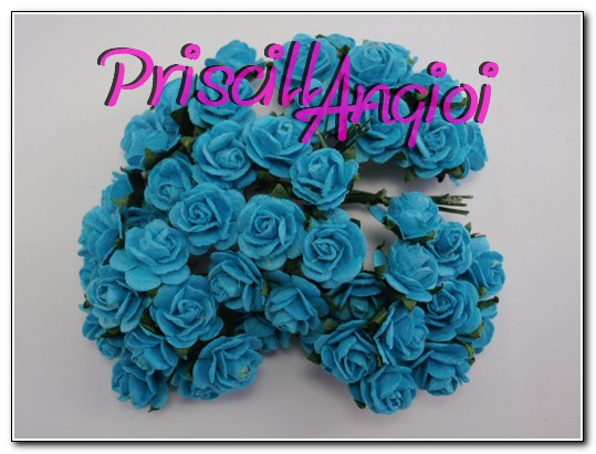 10 rosas abiertas 1.0 cm color azul turquesa claro - Haga un click en la imagen para cerrar