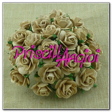 10 rosas abiertas 1.5 cm color CAMEL - Haga un click en la imagen para cerrar