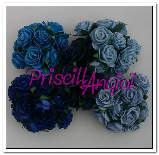 Lote Rosas tonos AZULES 20 mm ( escoger color ) - Haga un click en la imagen para cerrar