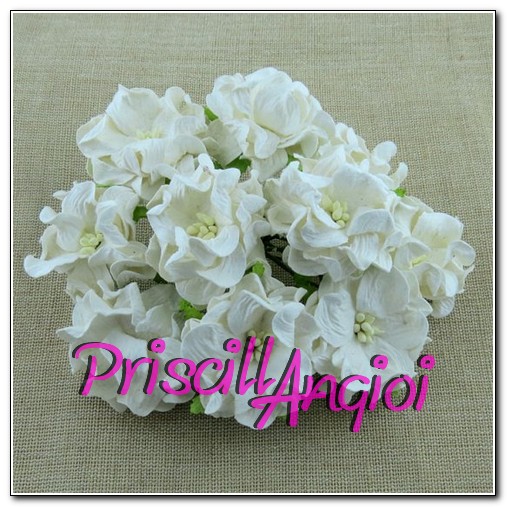 Gardenias en papel mulberry 3.5 mm BLANCO ( 5 uds) - Haga un click en la imagen para cerrar