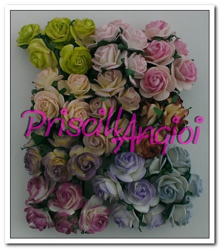 5 rosas abiertas 20 mm colores 2 tonos - elegir color - Haga un click en la imagen para cerrar