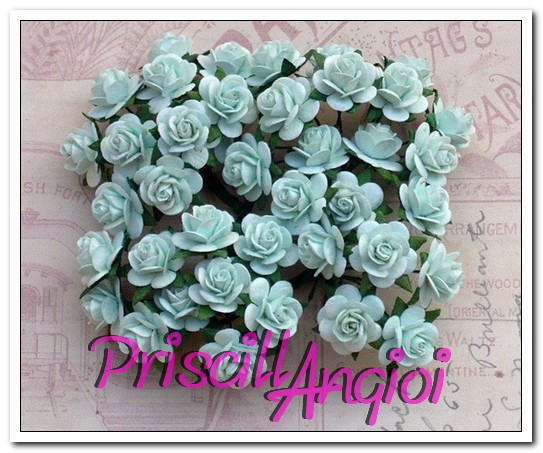 10 rosas abiertas 1.5 cm color verde pastel - Haga un click en la imagen para cerrar