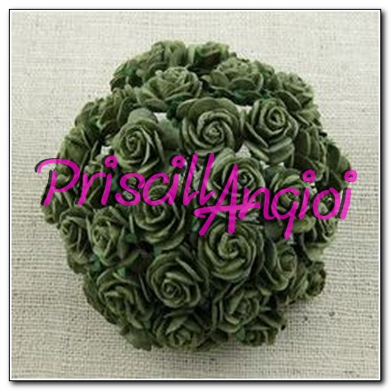 10 rosas abiertas 1.5 cm color VERDE OLIVA - Haga un click en la imagen para cerrar