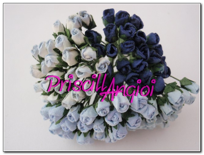 Lote 100 capullitos rosas en tonos azules 4 mm - Haga un click en la imagen para cerrar