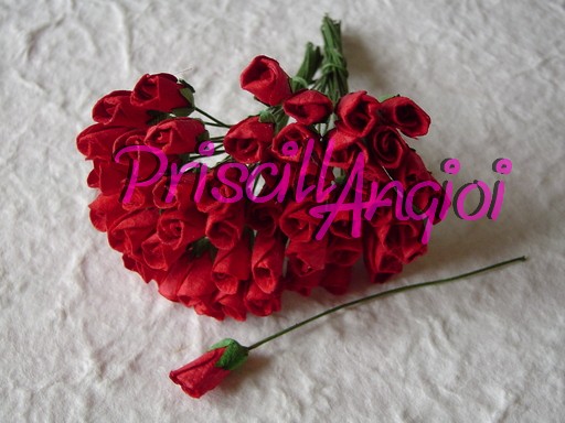 5 capullitos rosas rojas 6 mm - Haga un click en la imagen para cerrar