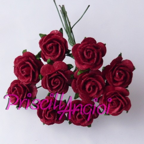 10 rosas abiertas 1.5 cm color rojo fuerte - Haga un click en la imagen para cerrar