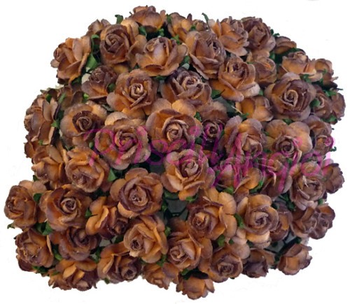 10 rosas abiertas 1.5 cm color marron y chocolate - Haga un click en la imagen para cerrar