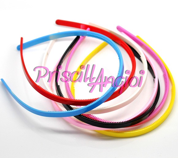 Tiara diadema colores plastico 8 mm con dientes ( 4 uds) - Haga un click en la imagen para cerrar